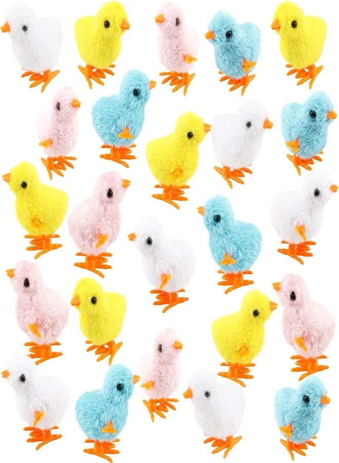 FEDDEBunny and Jumping Chick Wind Up Toys Novelty Chicken Hopping Windup Toy for Kids Toddlers Adult Easter Egg Hunt Basket Stocking Stuffers Party Gifts [AssortedColor][4-PIC] (24 PIC-Jumping Chick) - Image 1